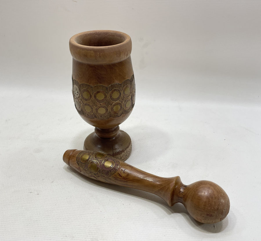 OSMANLI DÖNEMİ AFYON İŞİ İŞLEMELİ NADİR AHŞAP HAVAN