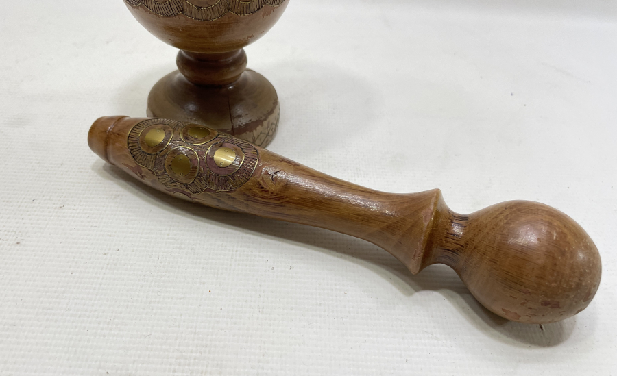 OSMANLI DÖNEMİ AFYON İŞİ İŞLEMELİ NADİR AHŞAP HAVAN