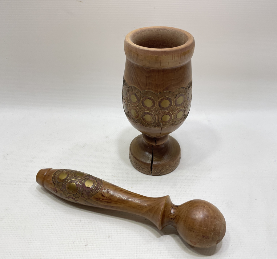 OSMANLI DÖNEMİ AFYON İŞİ İŞLEMELİ NADİR AHŞAP HAVAN