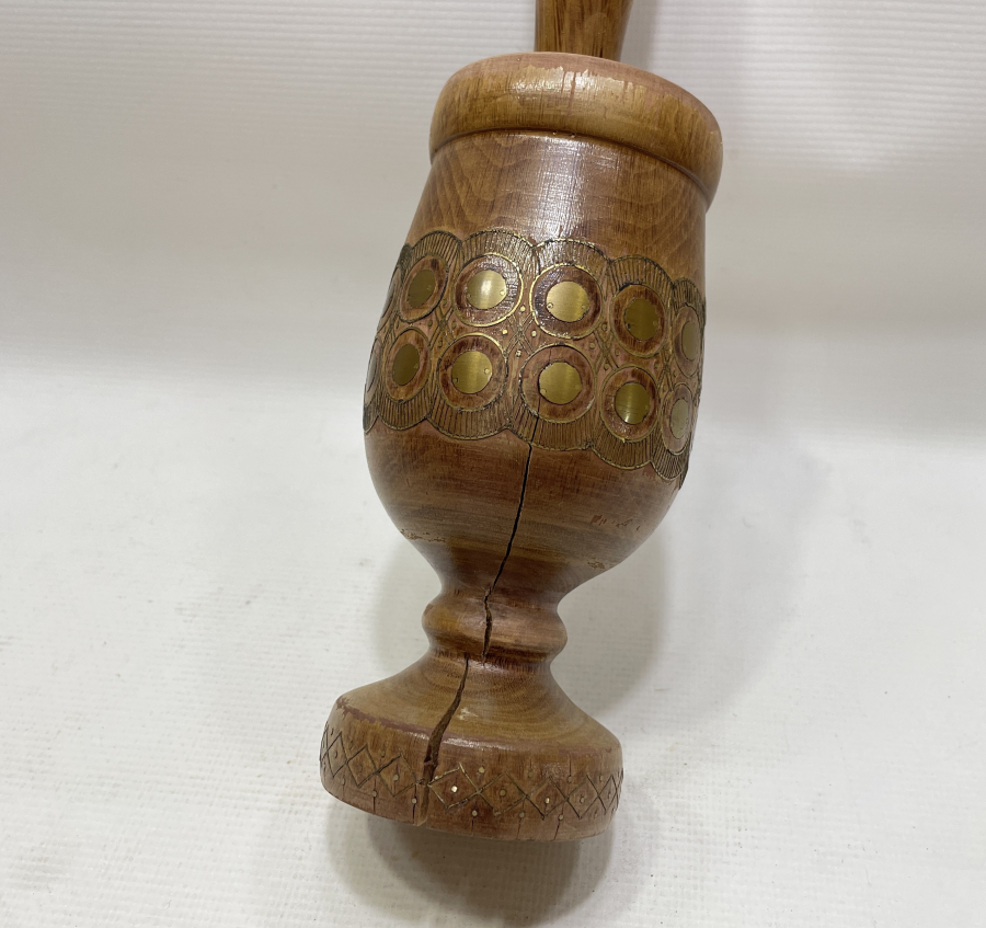 OSMANLI DÖNEMİ AFYON İŞİ İŞLEMELİ NADİR AHŞAP HAVAN