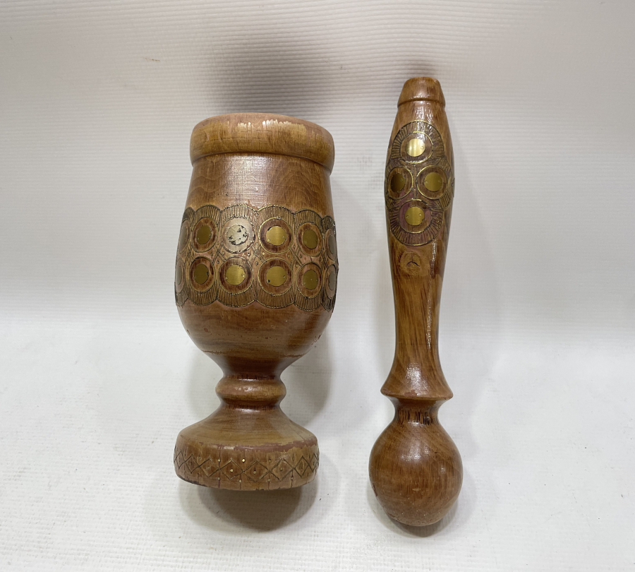 OSMANLI DÖNEMİ AFYON İŞİ İŞLEMELİ NADİR AHŞAP HAVAN