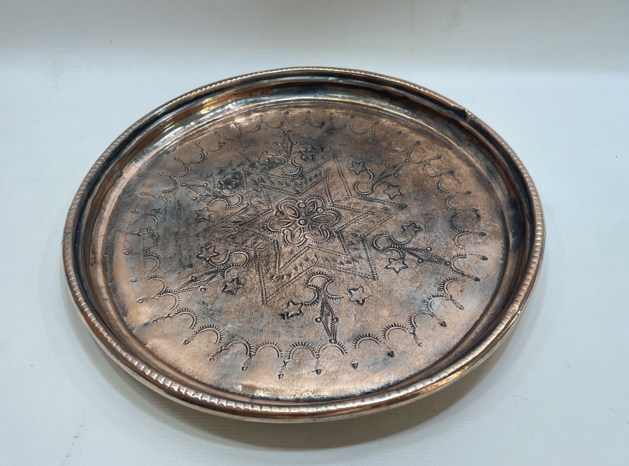 OSMANLI DÖNEMİ AY YILDIZLI BAKIR KAHVE TEPSİSİ