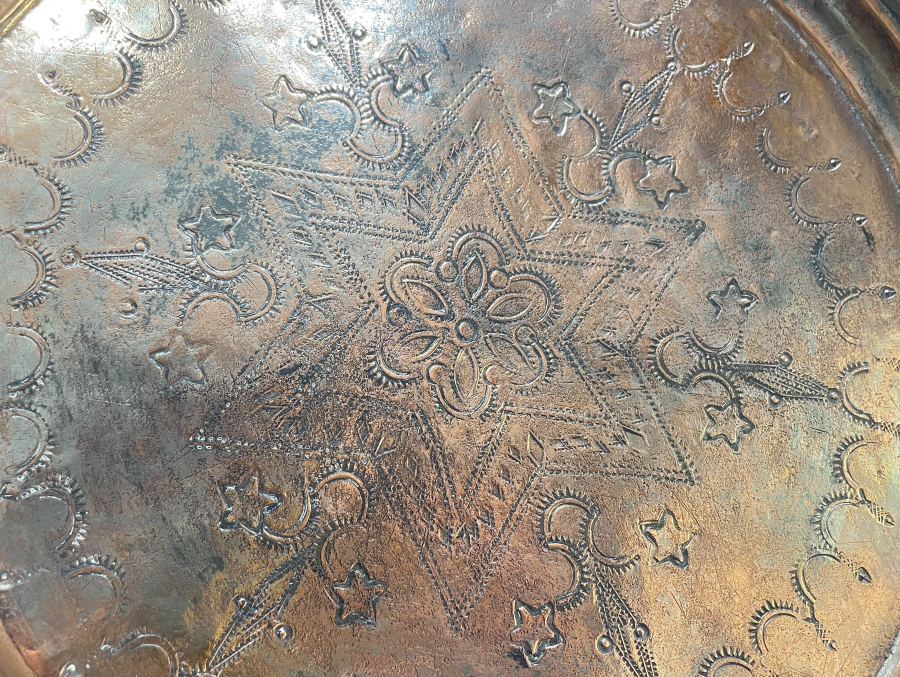 OSMANLI DÖNEMİ AY YILDIZLI BAKIR KAHVE TEPSİSİ