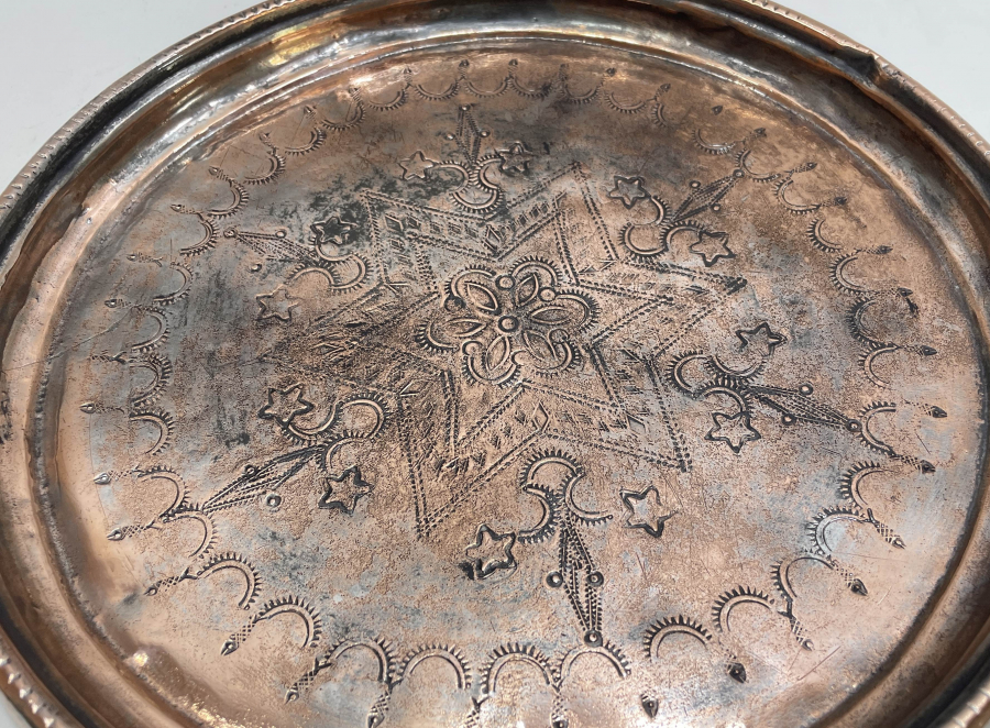 OSMANLI DÖNEMİ AY YILDIZLI BAKIR KAHVE TEPSİSİ