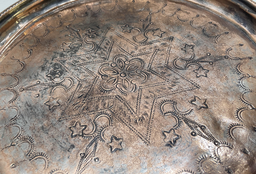 OSMANLI DÖNEMİ AY YILDIZLI BAKIR KAHVE TEPSİSİ