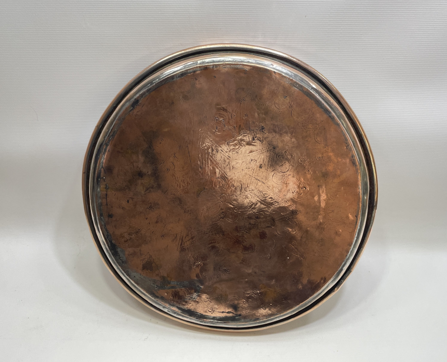 OSMANLI DÖNEMİ AY YILDIZLI BAKIR KAHVE TEPSİSİ