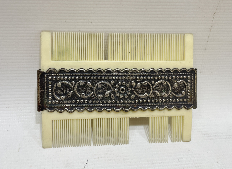 OSMANLI DÖNEMİ GÜMÜŞ GEÇME İŞÇİLİKLİ FİL DİŞİ GELİN TARAĞI