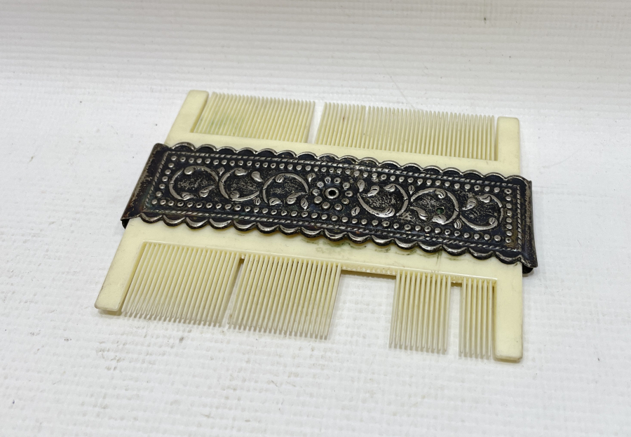 OSMANLI DÖNEMİ GÜMÜŞ GEÇME İŞÇİLİKLİ FİL DİŞİ GELİN TARAĞI