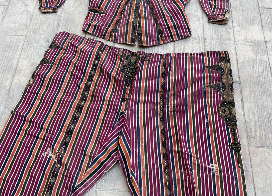 OSMANLI DÖNEMİ SIRMA VE İBRİŞİM İŞLEMELİ ŞALVAR CEPKEN TAKIMI