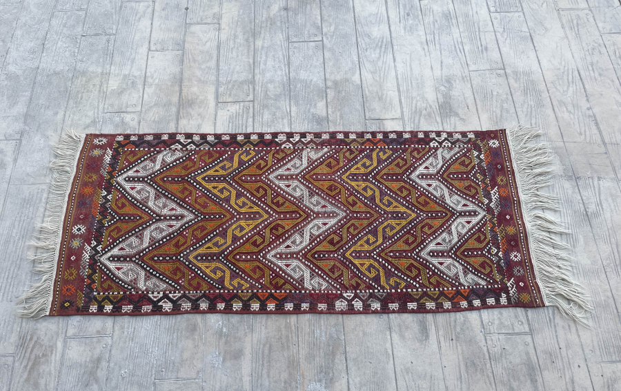 TÜRK BOYU FİGÜRLÜ ÇOK NADİR BEY İŞİ OSMANLI ÇADIR KİLİMİ