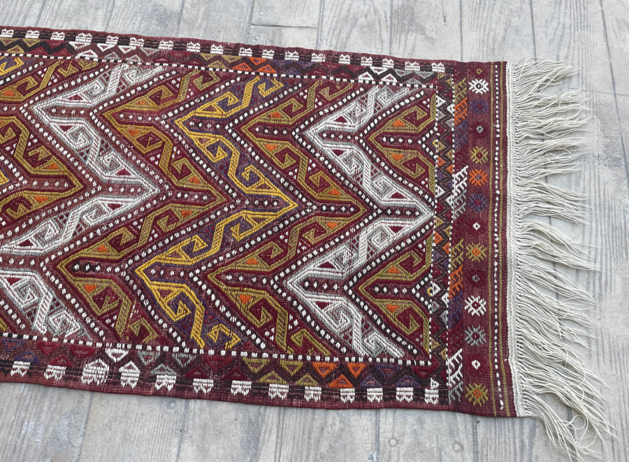 TÜRK BOYU FİGÜRLÜ ÇOK NADİR BEY İŞİ OSMANLI ÇADIR KİLİMİ