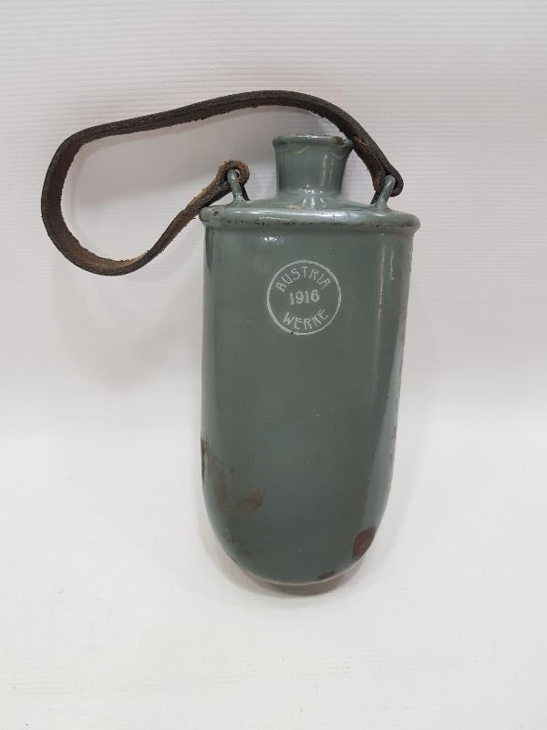 1. DÜNYA SAVAŞI DÖNEMİ 1916 TARİHLİ OSMANLI ASKER MATARASI 