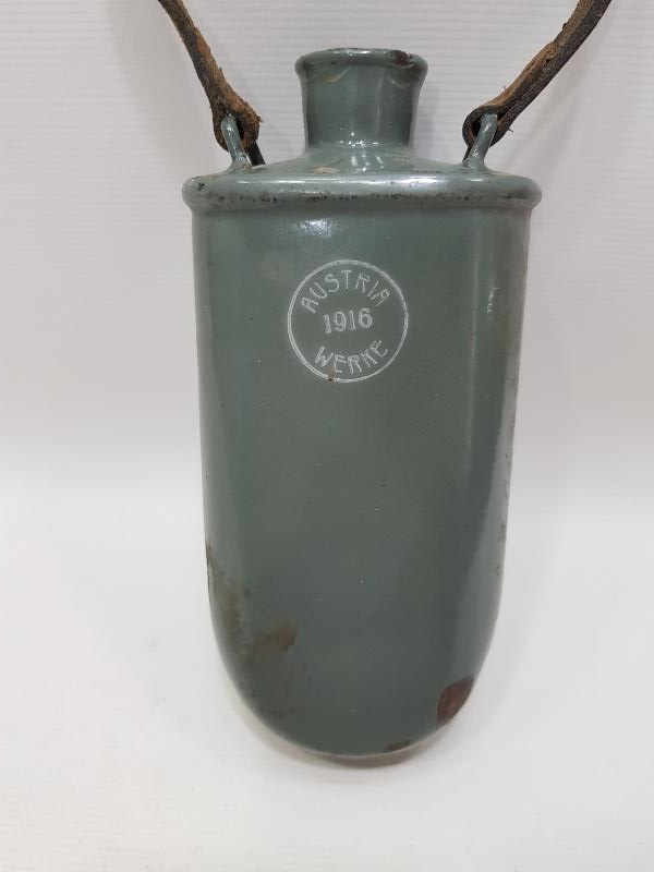 1. DÜNYA SAVAŞI DÖNEMİ 1916 TARİHLİ OSMANLI ASKER MATARASI 