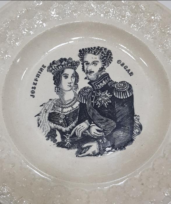1840'LARDAN NORVEÇ KRALI OSCAR VE JOSEPHINE RESİMLİ PORSELEN TABAK