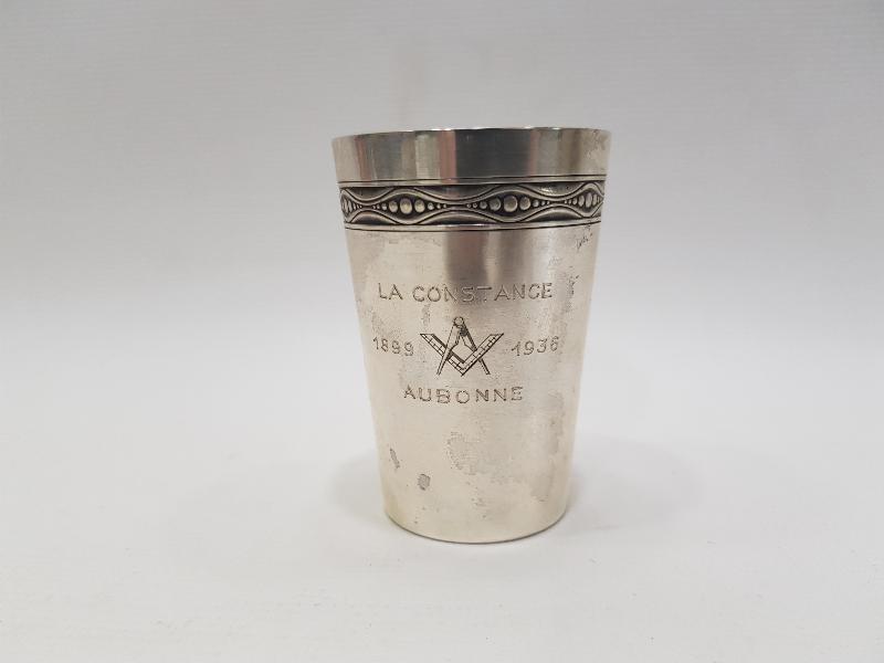 1936 TARİHLİ MASONİK GÜMÜŞ BARDAK