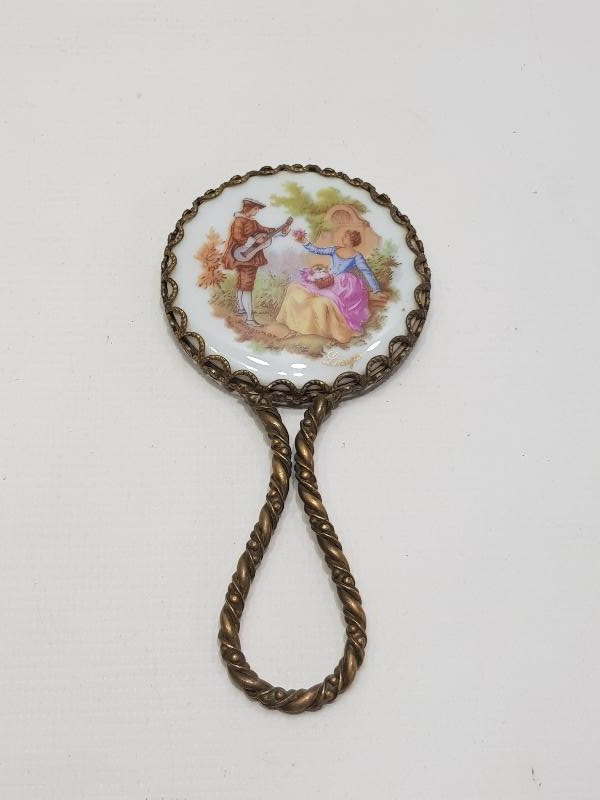 ANTİKA LIMOGES PORSELEN EL AYNASI