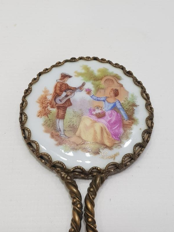 ANTİKA LIMOGES PORSELEN EL AYNASI