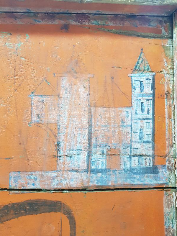 OSMANLI DÖNEMİ ÇOK NADİR SULTAN SELİM CAMİİ, KULELİ ASKERİ LİSESİ VE TÜRK BAYRAKLI GEMİ RESİMLİ SANDIK KAPAĞI