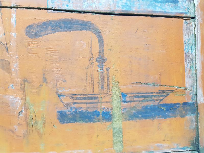 OSMANLI DÖNEMİ ÇOK NADİR SULTAN SELİM CAMİİ, KULELİ ASKERİ LİSESİ VE TÜRK BAYRAKLI GEMİ RESİMLİ SANDIK KAPAĞI