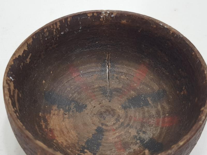 OSMANLI DÖNEMİ TEKKE İŞİ KÖK BOYALI AHŞAP KASE