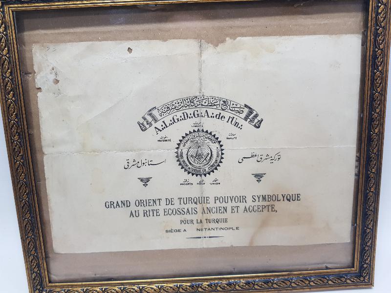 OSMANLICA ÇOK NADİR MASON BELGESİ 