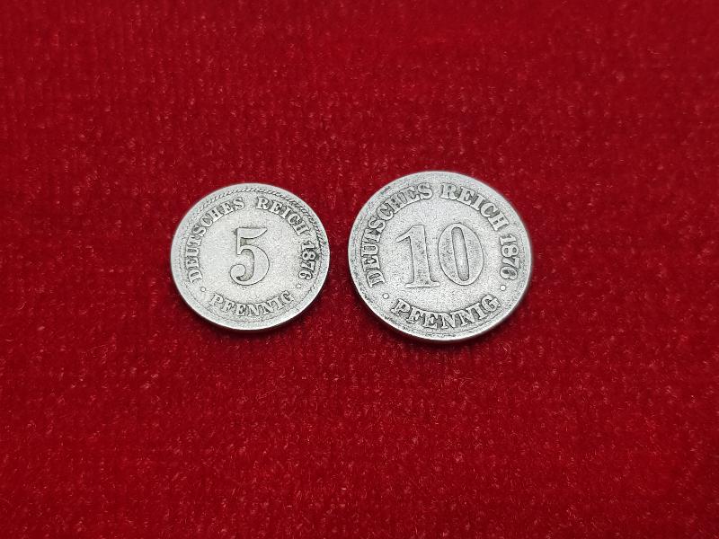 1876 TARİHLİ ALMANYA 5 VE 10 PFENNIG