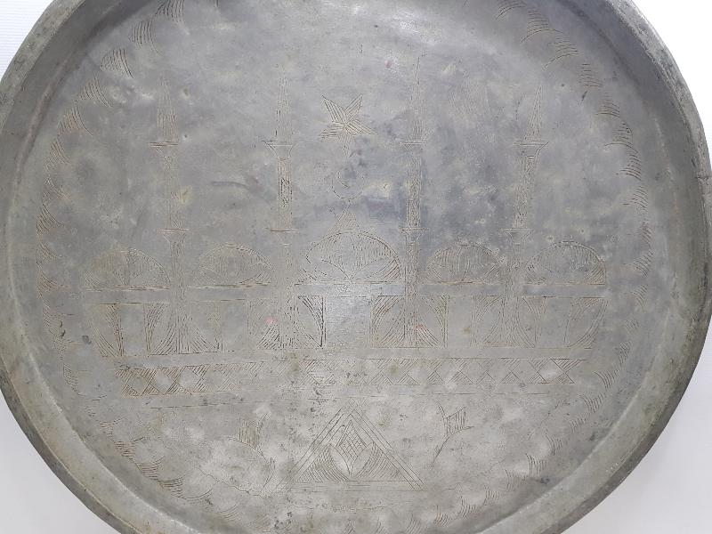 CAMİ RESİMLİ ANTİKA BAKIR SİNİ