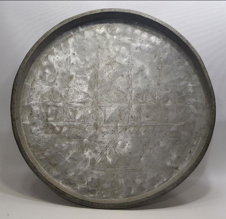 CAMİ RESİMLİ ANTİKA BAKIR SİNİ