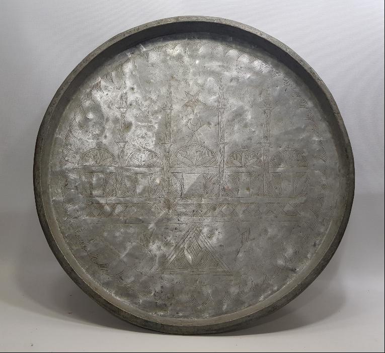 CAMİ RESİMLİ ANTİKA BAKIR SİNİ