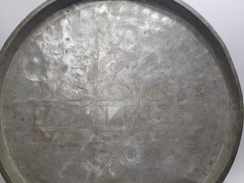 CAMİ RESİMLİ ANTİKA BAKIR SİNİ