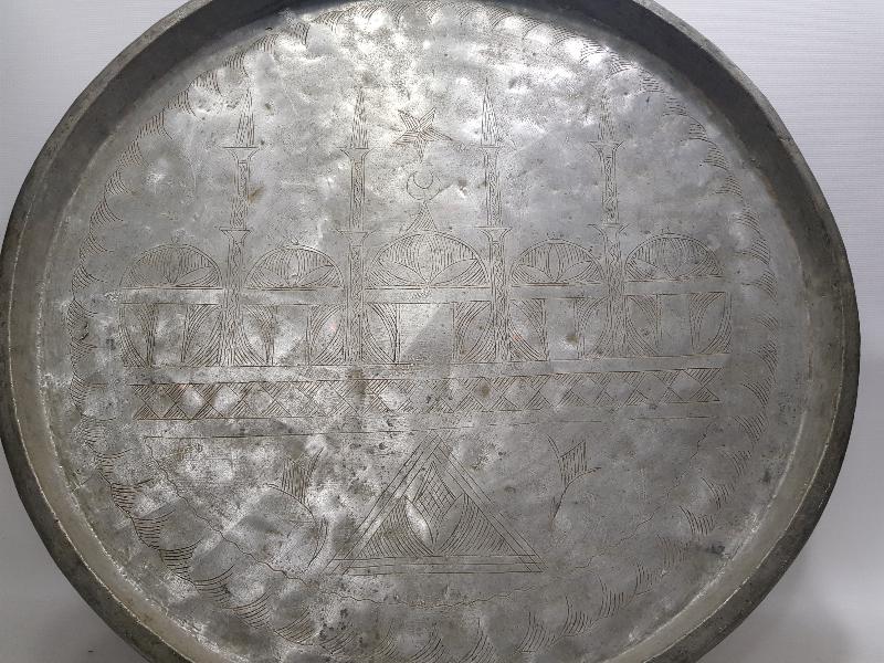 CAMİ RESİMLİ ANTİKA BAKIR SİNİ