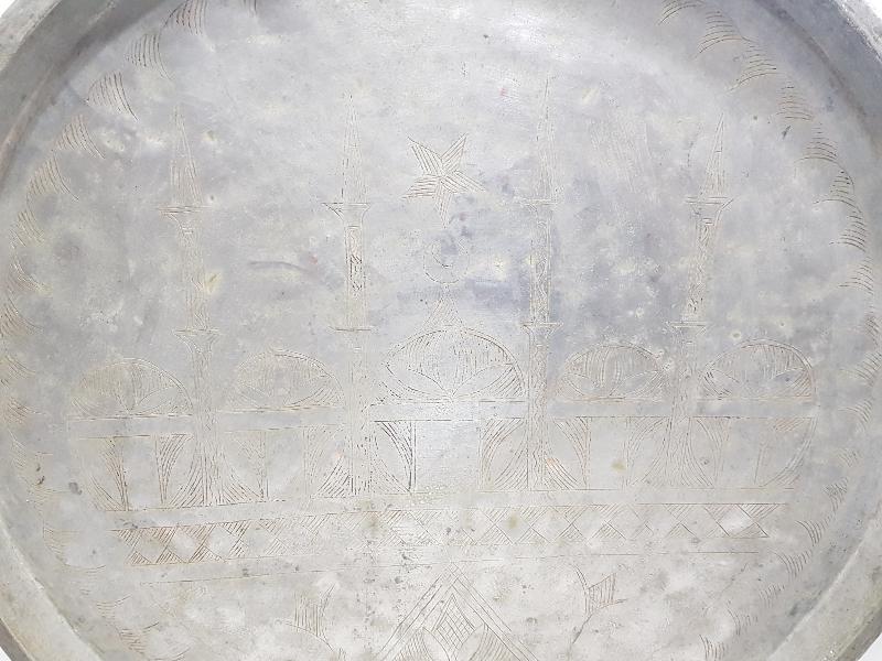 CAMİ RESİMLİ ANTİKA BAKIR SİNİ