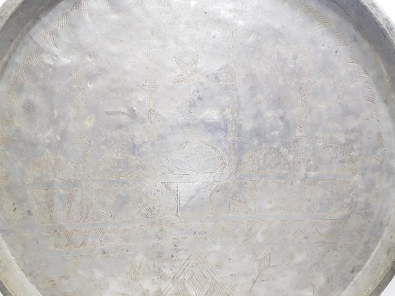 CAMİ RESİMLİ ANTİKA BAKIR SİNİ