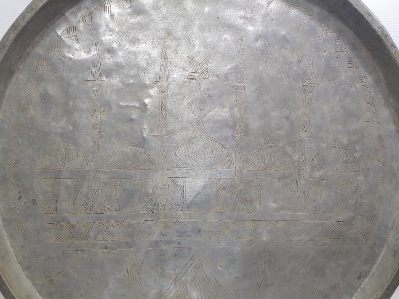 CAMİ RESİMLİ ANTİKA BAKIR SİNİ