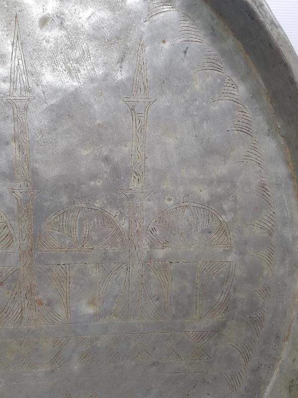 CAMİ RESİMLİ ANTİKA BAKIR SİNİ