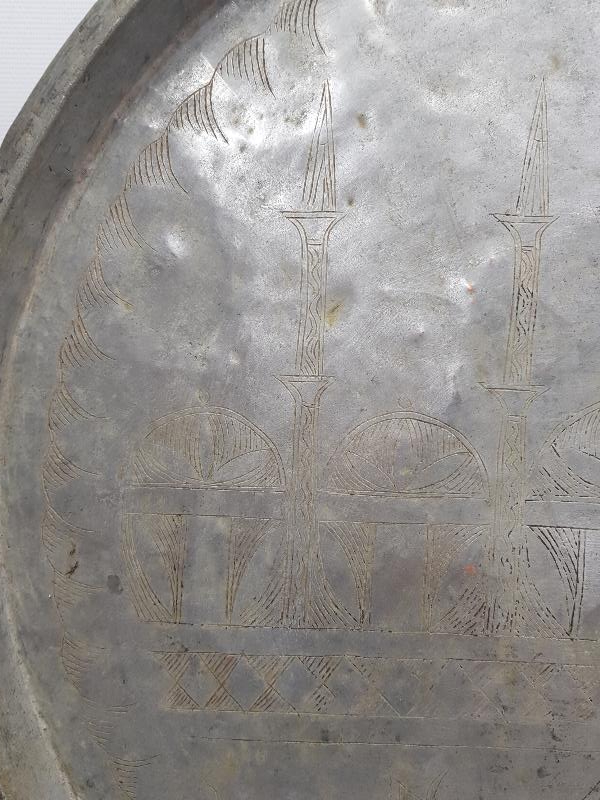 CAMİ RESİMLİ ANTİKA BAKIR SİNİ