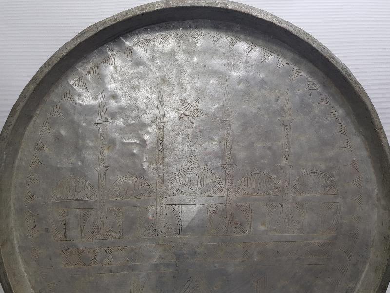 CAMİ RESİMLİ ANTİKA BAKIR SİNİ