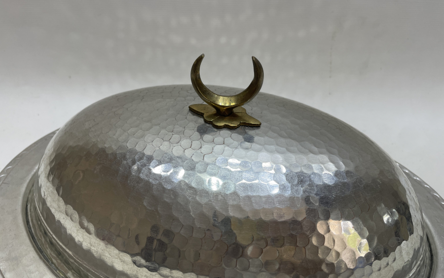 EL YAPIMI ANTİKA HİLALİ DEV BOY KAPAKLI KAYIK TABAK