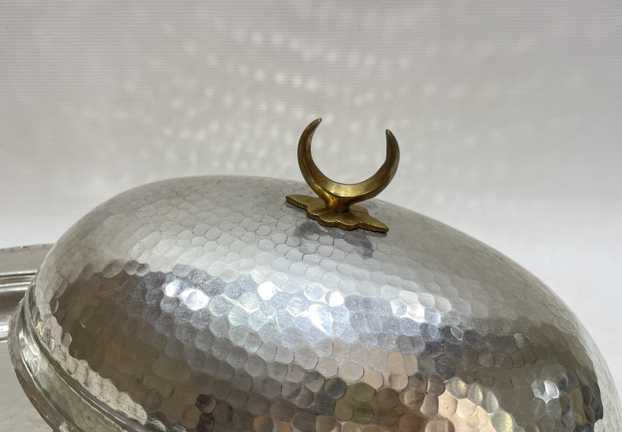 EL YAPIMI ANTİKA HİLALİ DEV BOY KAPAKLI KAYIK TABAK