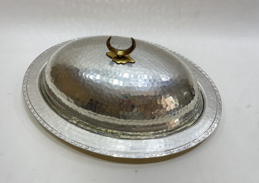 EL YAPIMI ANTİKA HİLALİ DEV BOY KAPAKLI KAYIK TABAK