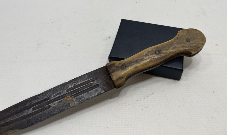 GEYİK BOYNUZU SAPLI EL YAPIMI ANTİKA BURSA İŞİ ÇERKES KAMASI