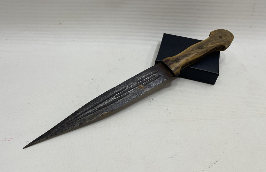 GEYİK BOYNUZU SAPLI EL YAPIMI ANTİKA BURSA İŞİ ÇERKES KAMASI