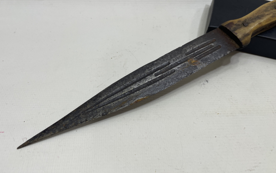 GEYİK BOYNUZU SAPLI EL YAPIMI ANTİKA BURSA İŞİ ÇERKES KAMASI