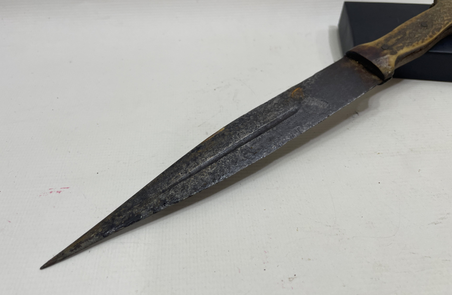 GEYİK BOYNUZU SAPLI EL YAPIMI ANTİKA BURSA İŞİ ÇERKES KAMASI