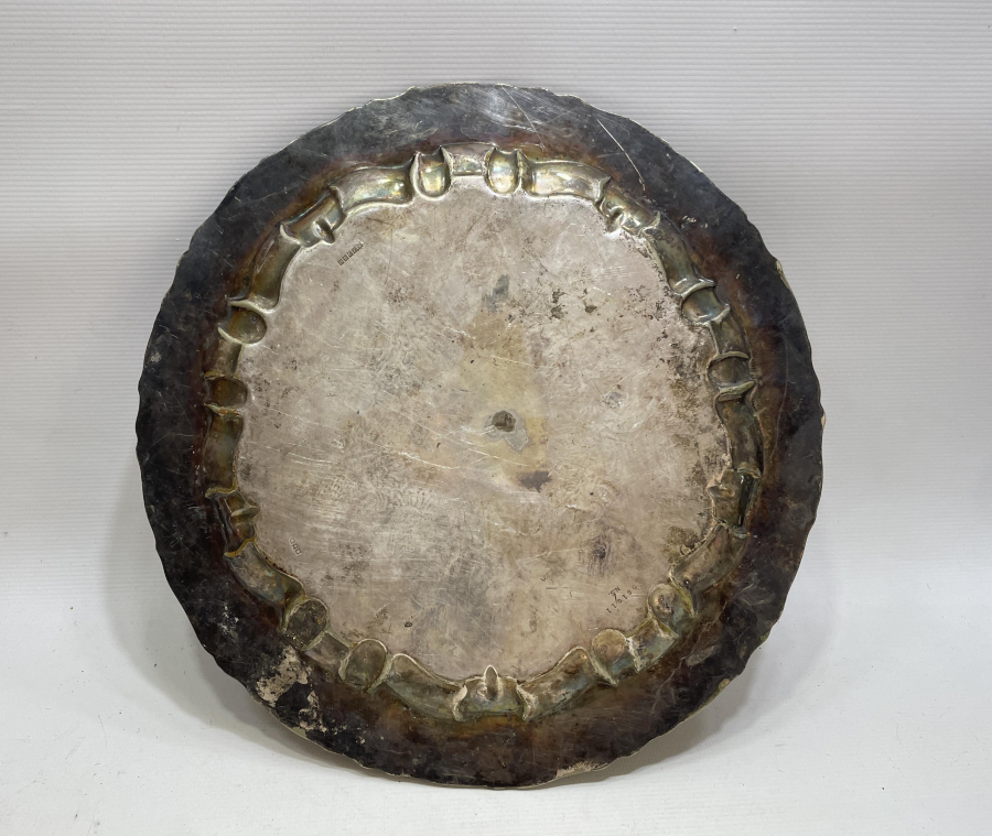 KALEM İŞÇİLİKLİ GÜMÜŞ KAPLAMA ANTİKA İNGİLİZ TEPSİ