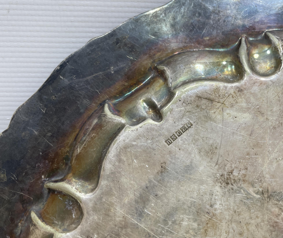 KALEM İŞÇİLİKLİ GÜMÜŞ KAPLAMA ANTİKA İNGİLİZ TEPSİ