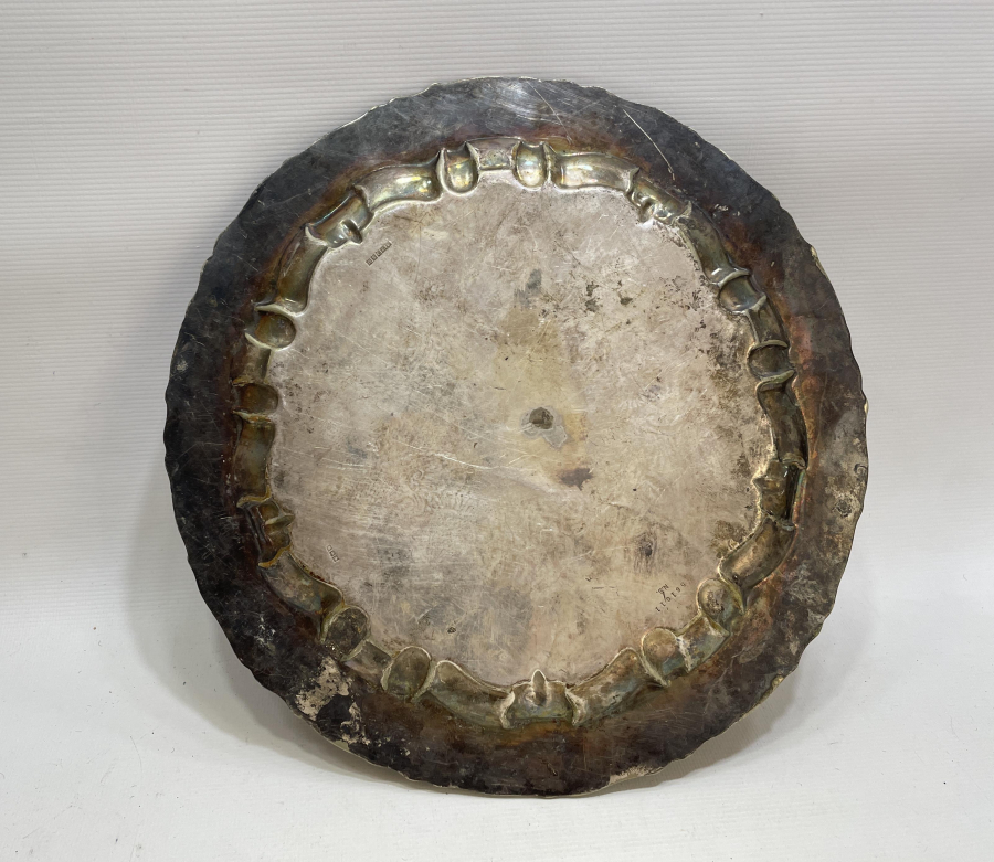 KALEM İŞÇİLİKLİ GÜMÜŞ KAPLAMA ANTİKA İNGİLİZ TEPSİ