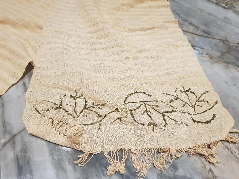 OSMANLI DÖNEMİ ALTIN TEL KIRMA İŞLEMELİ SOFRA BEZİ 