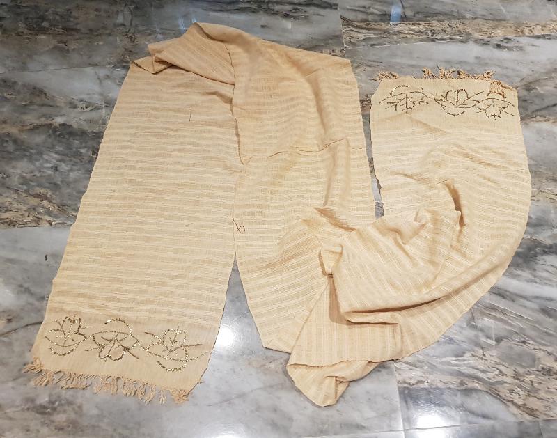 OSMANLI DÖNEMİ ALTIN TEL KIRMA İŞLEMELİ SOFRA BEZİ 