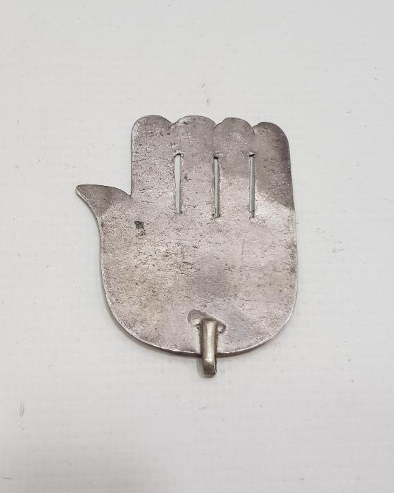 OSMANLI DÖNEMİ YA HAKİM YA ABBAS YAZILI FATMA ANANIN ELİ FORMLU GÜMÜŞ TILSIM KOLYE UCU